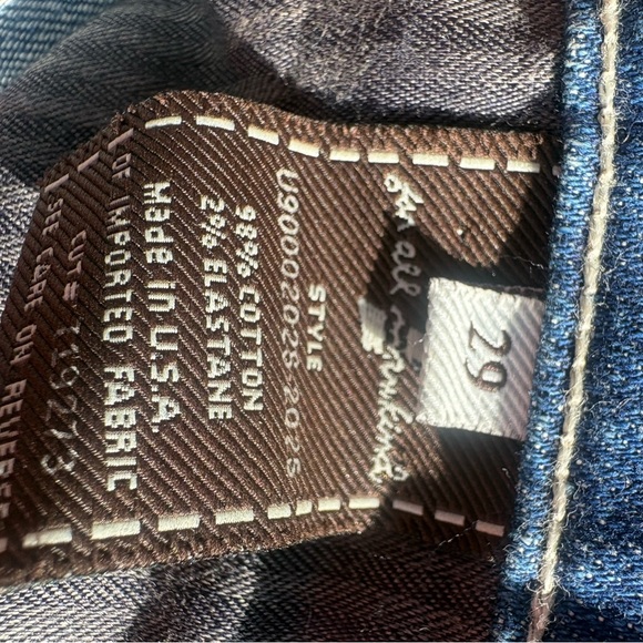 7 For All Mankind Blue Denim Mini Skirt with Orange Accents size 29 - Picture 5 of 6